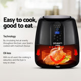 Devanti 7L Black Oil-Free Air Fryer with LCD Display and 7 Cooking Modes