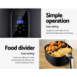 Devanti 7L Black Oil-Free Air Fryer with LCD Display and 7 Cooking Modes