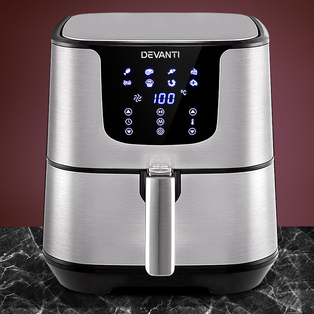 Devanti 7L Oil-Free Air Fryer with LCD Touch Control - Versatile Kitchen Cooker