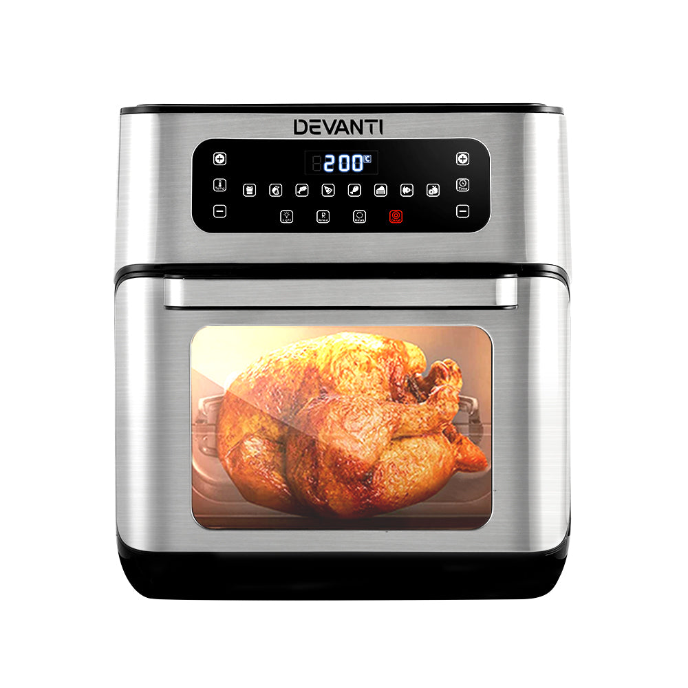 Devanti 10L Multi-Function Air Fryer with LCD Touch Control - Healthy Oil-Free Cooking & Dehydrator