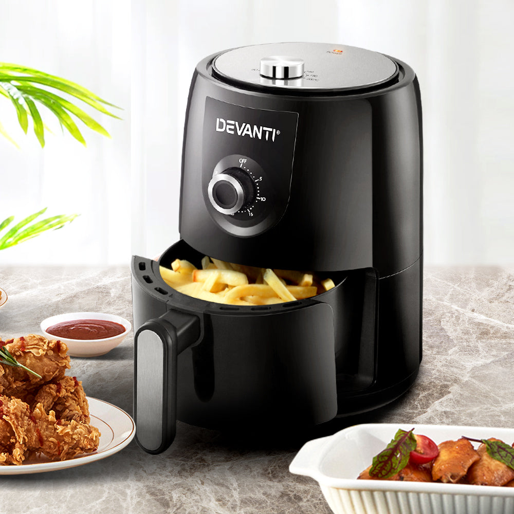 Devanti 1.8L Healthy Oil-Free Air Fryer with 360° Air Circulation and Timer