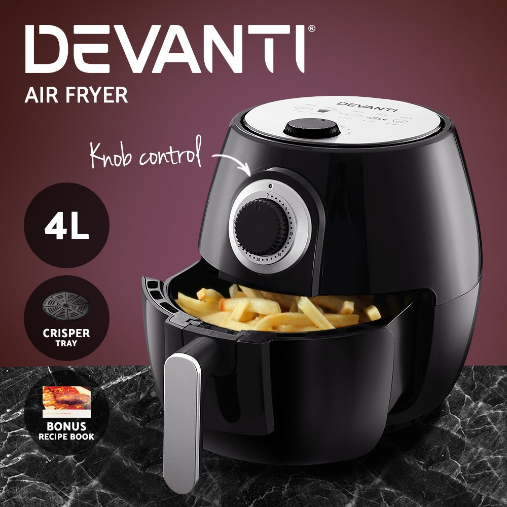 Devanti 4L Oil-Free Air Fryer - Healthy Cooking Made Easy in Black