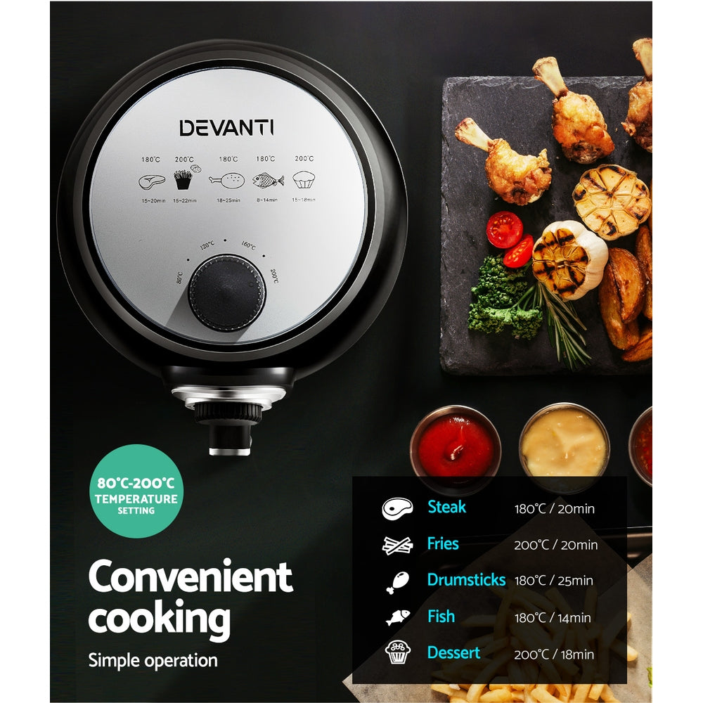 Devanti 4L Oil-Free Air Fryer - Healthy Cooking Made Easy in Black