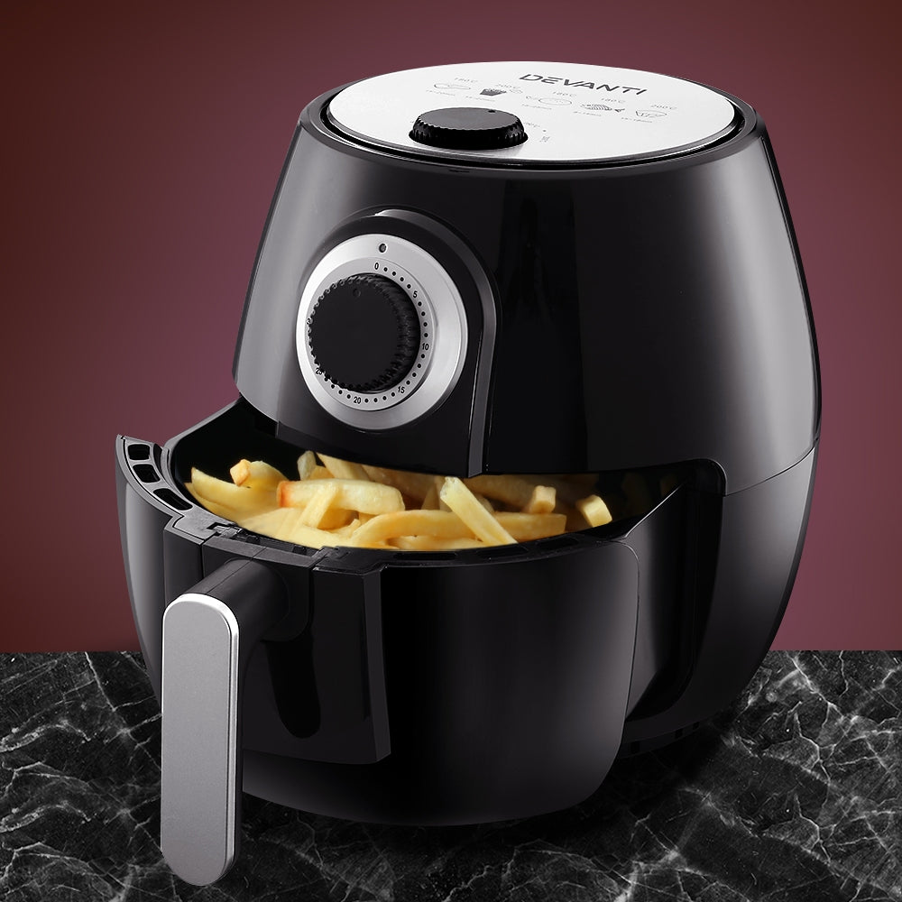 Devanti 4L Oil-Free Air Fryer - Healthy Cooking Made Easy in Black