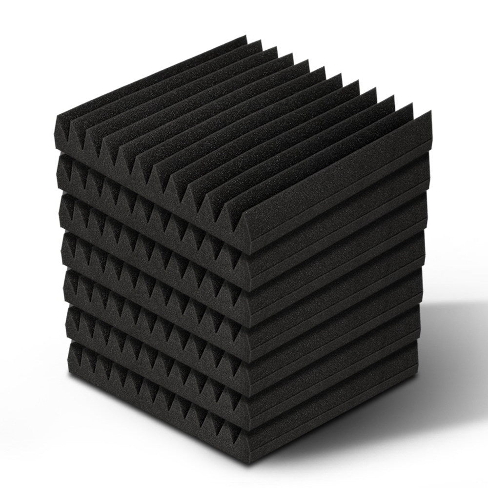 60-Pack 12-Tooth Wedge Acoustic Foam Panels for Soundproofing - 30x30cm Black