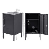 Contemporary Black Metal Storage Locker Cabinet with Adjustable Shelf and Hook - Side View