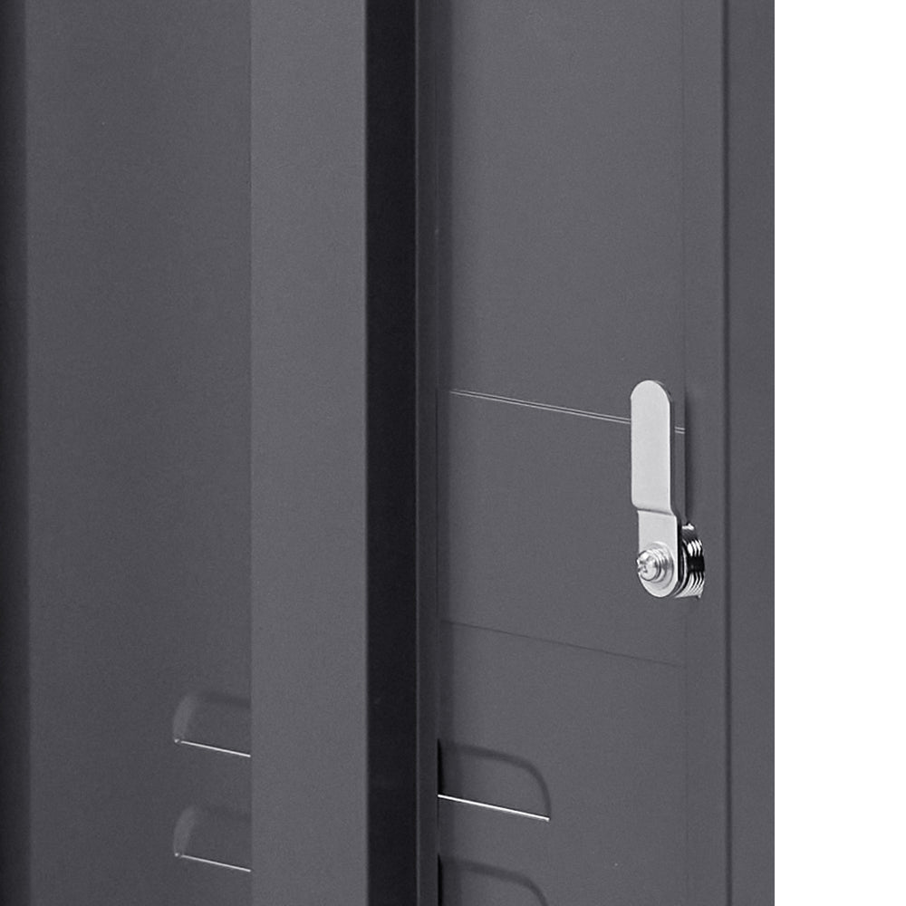 Contemporary Black Metal Storage Locker Cabinet with Adjustable Shelf and Hook