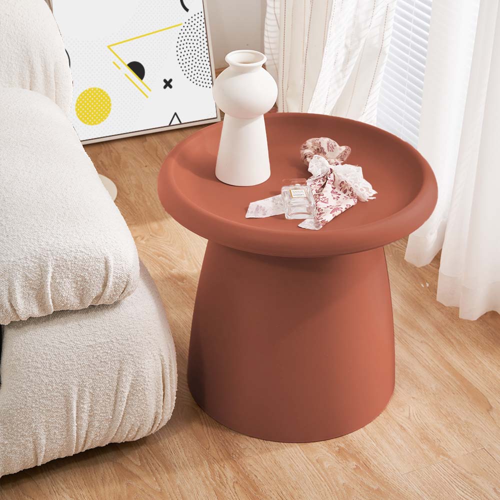 ArtissIn Modern Round Mushroom Coffee Table - 50CM Small Side Table in Vibrant Red