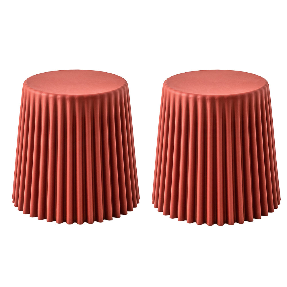 Set of 2 Vibrant Red Cupcake Stools - Stylish Indoor/Outdoor Plastic Chairs