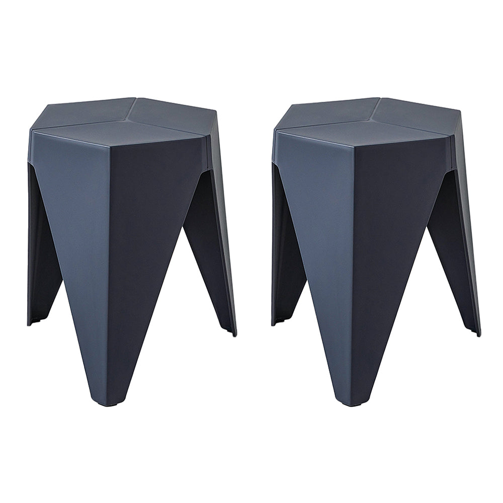 Set of 2 Contemporary Blue Puzzle Stools - Indoor/Outdoor Stacking Chairs by ArtissIn