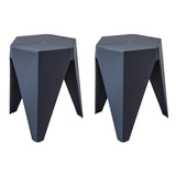 Set of 2 Contemporary Blue Puzzle Stools - Indoor/Outdoor Stacking Chairs by ArtissIn