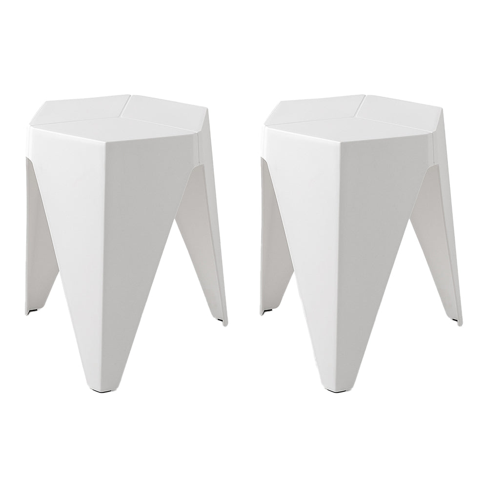 ArtissIn Set of 2 Contemporary Puzzle Stools - Stylish White Plastic Chairs for Indoor and Outdoor Use