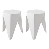 ArtissIn Set of 2 Contemporary Puzzle Stools - Stylish White Plastic Chairs for Indoor and Outdoor Use - Side View