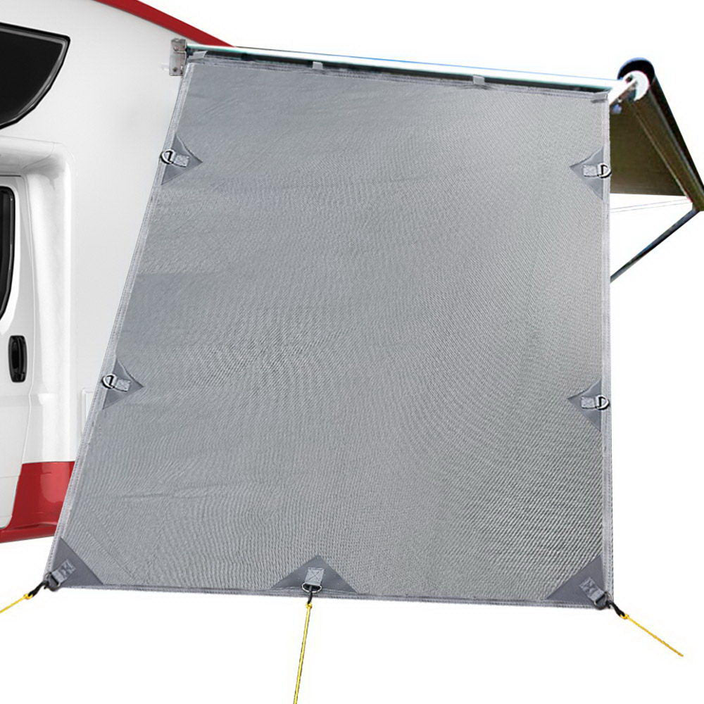 Grey 1.95 x 2.2M Caravan Awning Privacy Shade - UV Protection Sun Screen