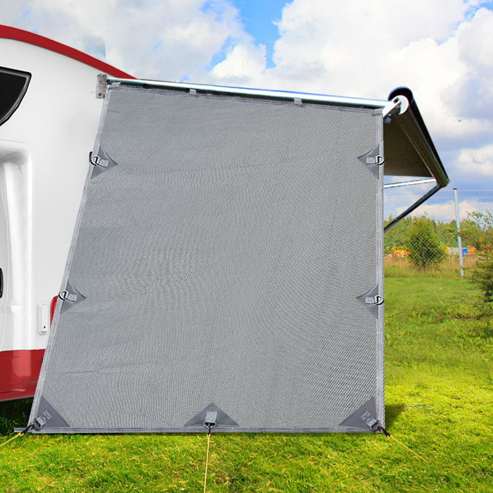 Grey 1.95 x 2.2M Caravan Awning Privacy Shade - UV Protection Sun Screen