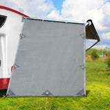 Grey 1.95 x 2.2M Caravan Awning Privacy Shade - UV Protection Sun Screen - Close-Up Angle