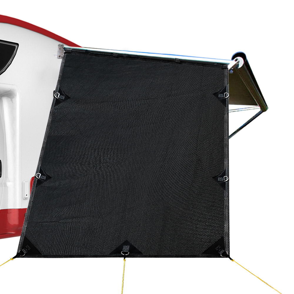 Black Caravan End Screen - 1.95 x 2.2M Adjustable Privacy and UV Shield for Outdoor Adventures