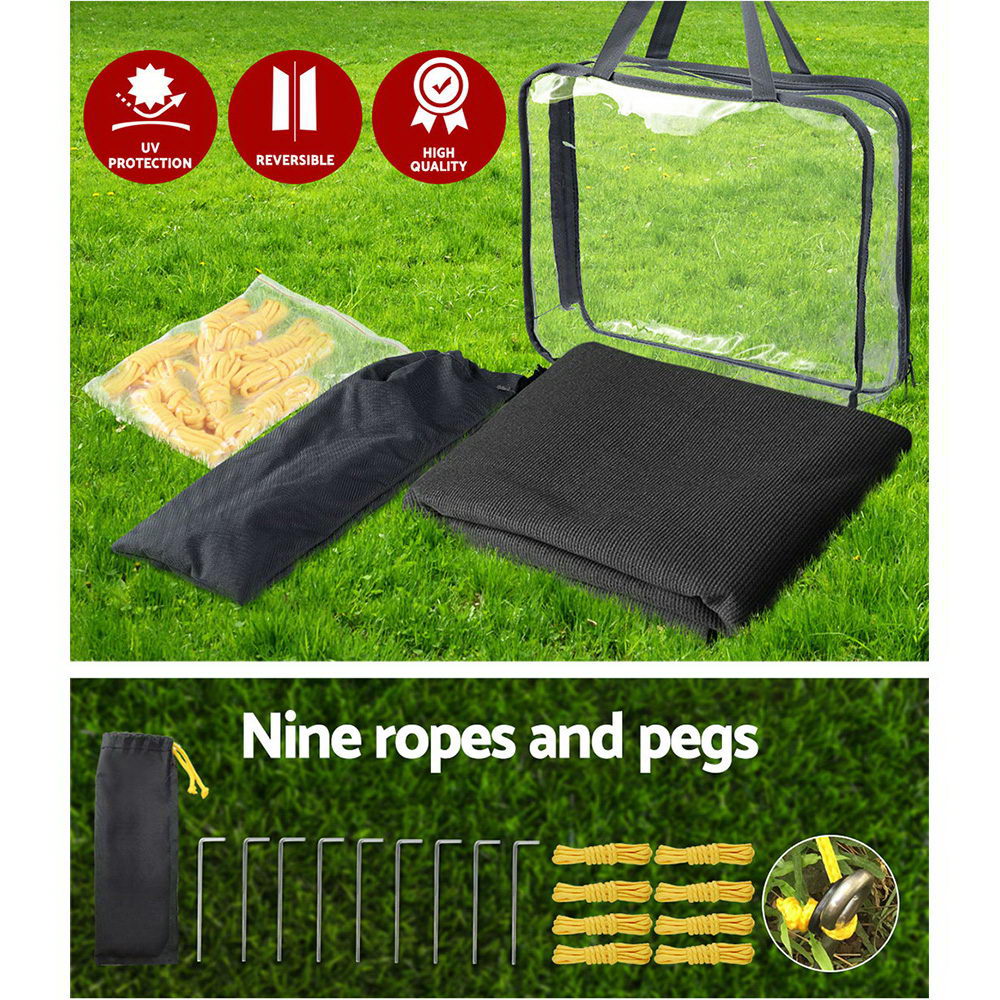 Black Caravan End Screen - 1.95 x 2.2M Adjustable Privacy and UV Shield for Outdoor Adventures