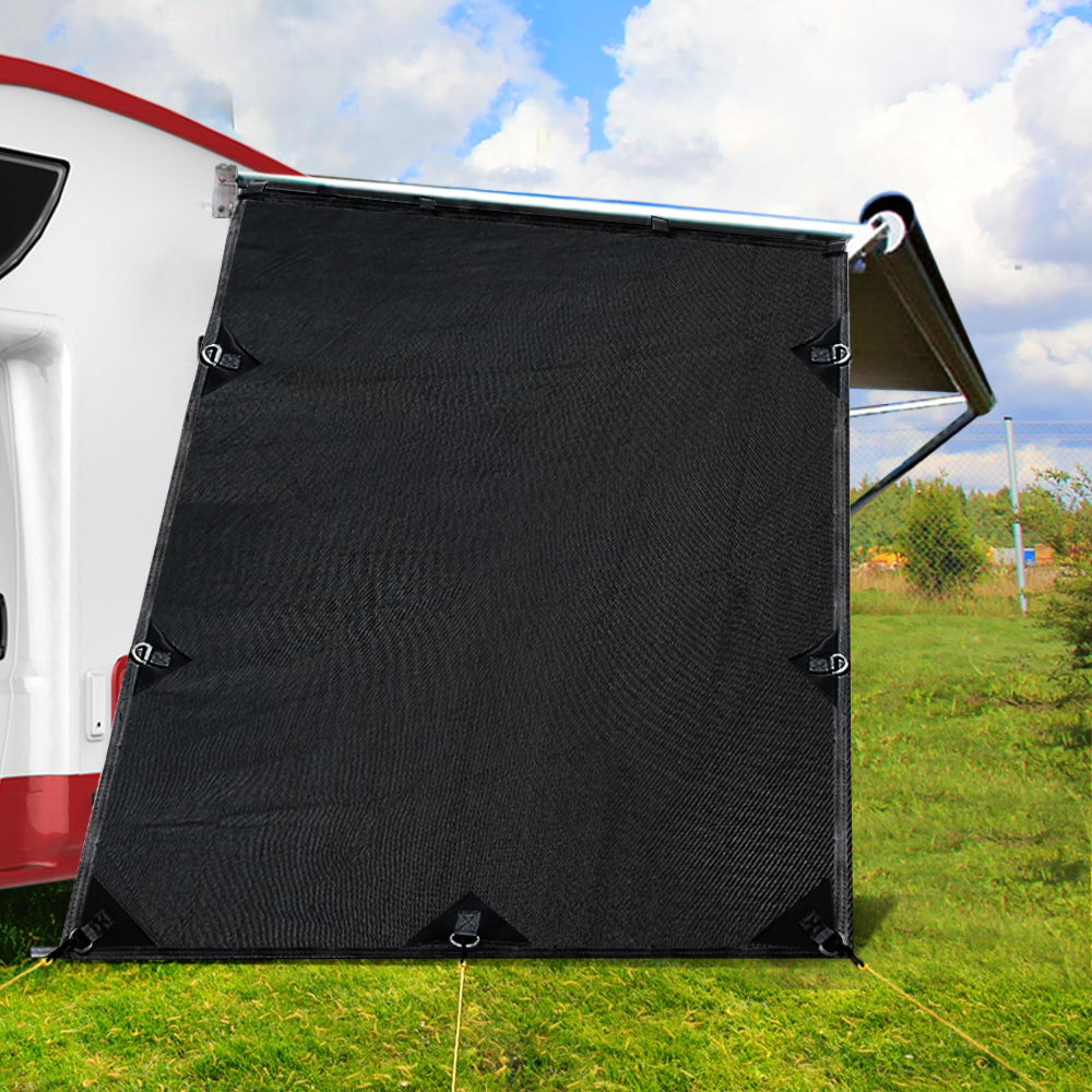 Black Caravan End Screen - 1.95 x 2.2M Adjustable Privacy and UV Shield for Outdoor Adventures