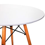 Contemporary 80cm White Round Dining Table with Solid Beech Wood Legs