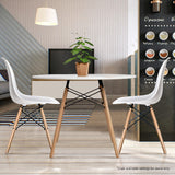 Contemporary 80cm White Round Dining Table with Solid Beech Wood Legs