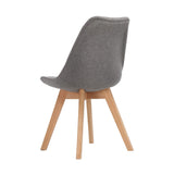 Set of 2 Mid-Century Modern Beech Wood Fabric Dining Chairs - Light Grey