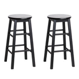 Set of 2 Black Backless Beech Wood Bar Stools