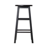 Set of 2 Black Backless Beech Wood Bar Stools