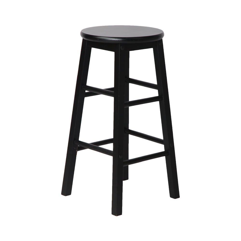 Set of 2 Black Backless Beech Wood Bar Stools