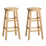 Set of 2 Natural Beech Wood Backless Bar Stools