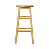 Set of 2 Natural Beech Wood Backless Bar Stools