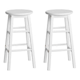 Set of 2 White Beech Wood Backless Bar Stools