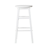 Set of 2 White Beech Wood Backless Bar Stools