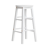 Set of 2 White Beech Wood Backless Bar Stools