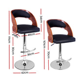 Elegant Black and Wood Gas Lift Bar Stool with PU Leather Padding