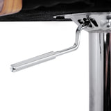 Elegant Black and Wood Gas Lift Bar Stool with PU Leather Padding