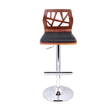 Set of 2 Adjustable Height Wooden Bar Stools with Black Padded Seats