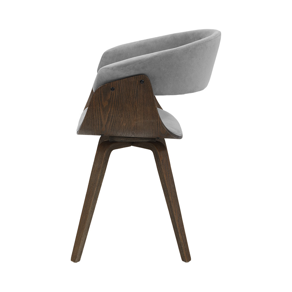 Artiss Miquel Retro Velvet Dining Chair - Grey Bentwood & Timber Design