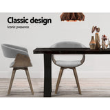 Artiss Miquel Retro Velvet Dining Chair - Grey Bentwood & Timber Design