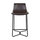 Set of 2 Stylish PU Leather and Metal Bar Stools - Brown and Black Combination