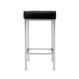 Set of 2 Modern Black PU Leather Backless Bar Stools with Chrome Legs