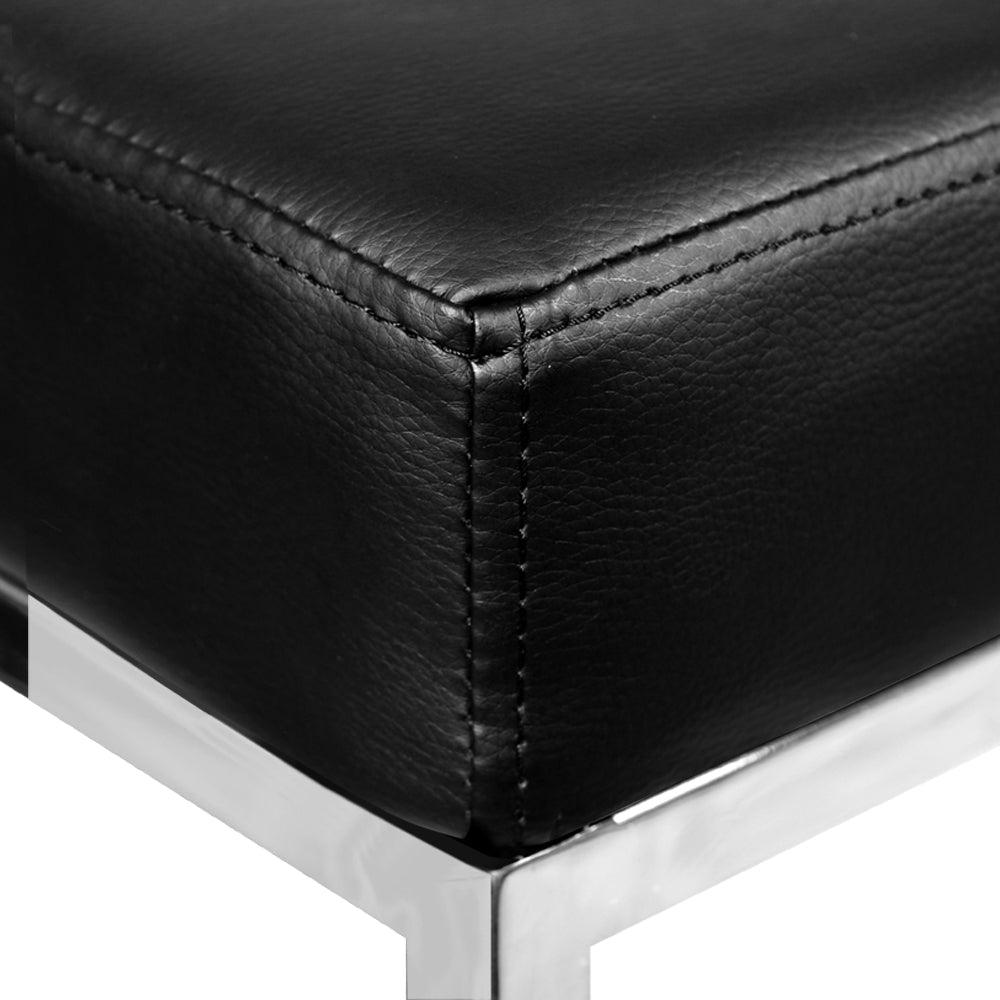 Set of 2 Modern Black PU Leather Backless Bar Stools with Chrome Legs