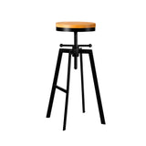 Vintage-Inspired Adjustable Black and Wood Swivel Bar Stool