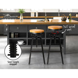 Vintage-Inspired Adjustable Black and Wood Swivel Bar Stool - Rear View