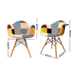 Set of 2 Retro Fabric Dining Chairs with Beech Wood Legs