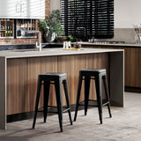 Artiss Set of 2 Stackable Metal Bar Stools - Black