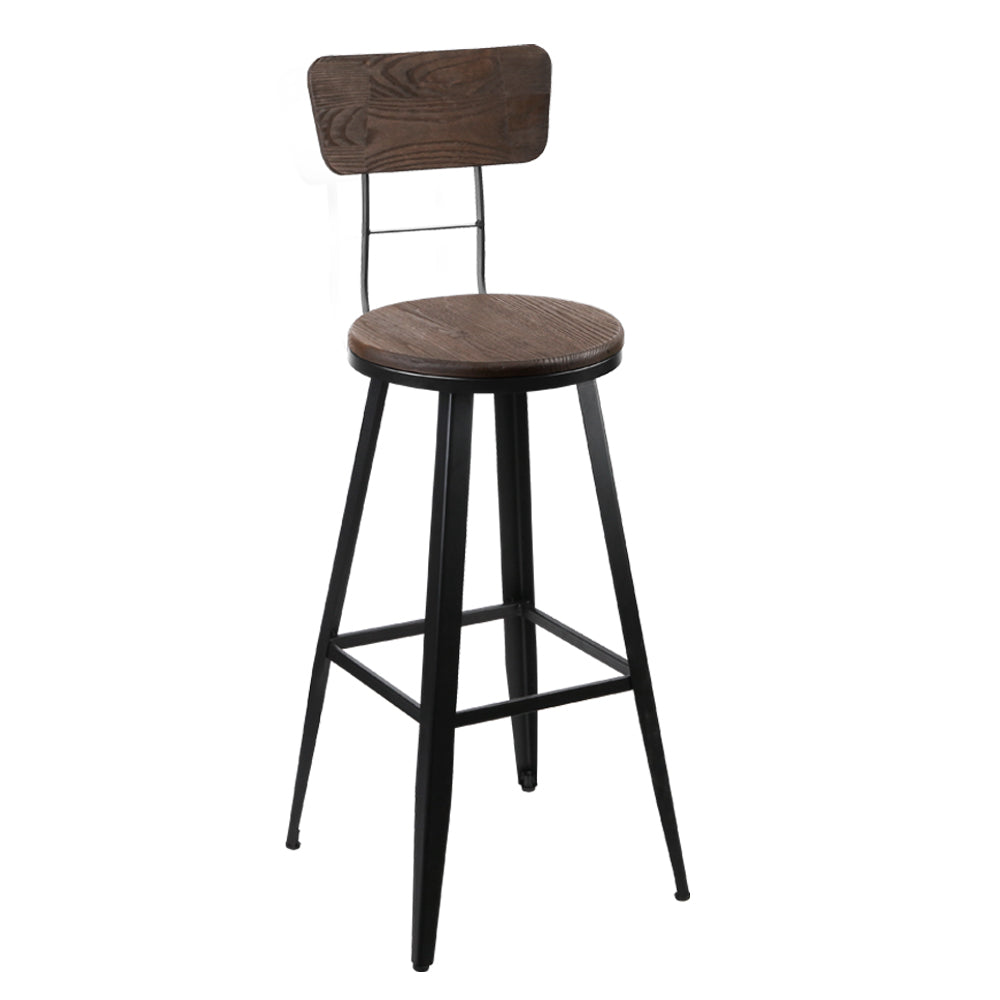 Artiss Neo-Industrial Swivel Bar Stool 76cm - Black and Elm Wood