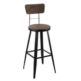 Artiss Neo-Industrial Swivel Bar Stool 76cm - Black and Elm Wood - Front View