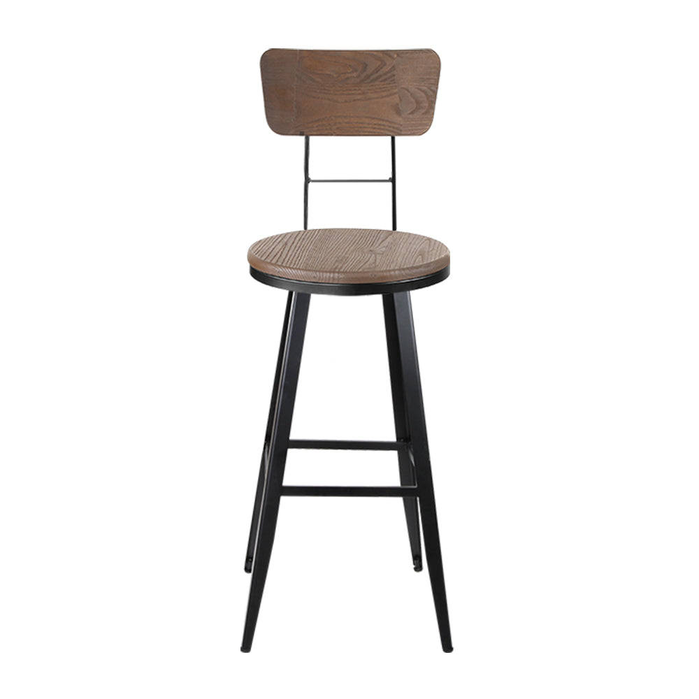 Artiss Neo-Industrial Swivel Bar Stool 76cm - Black and Elm Wood