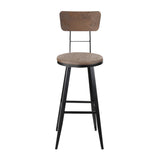 Artiss Neo-Industrial Swivel Bar Stool 76cm - Black and Elm Wood - Top-Down View